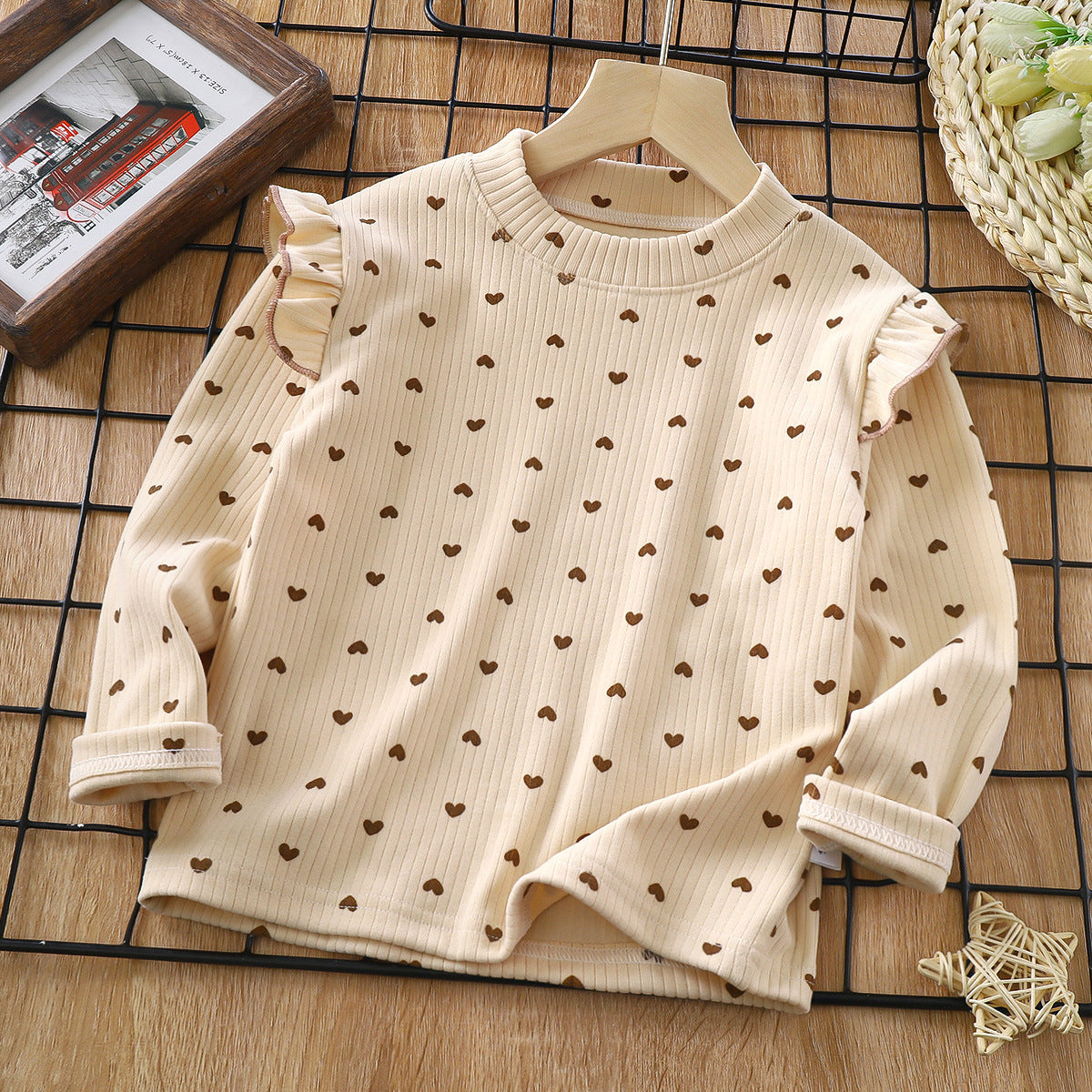 [703111] - Baju Atasan Blouse Lengan Panjang Fashion Anak Perempuan - Motif Little Heart