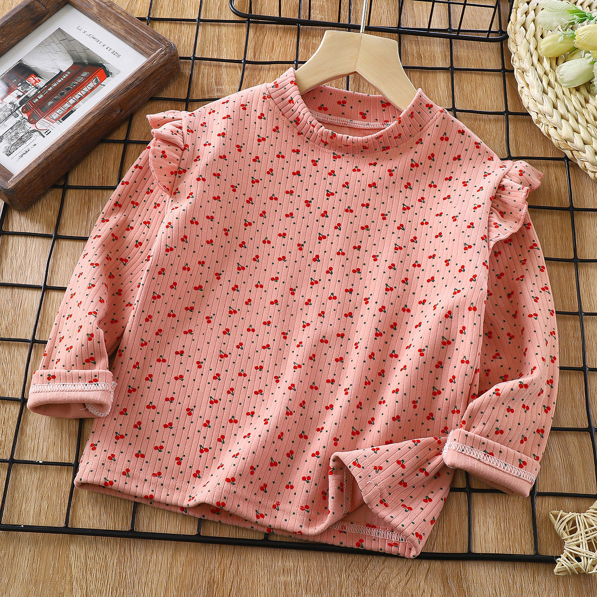 [703118] - Baju Atasan Blouse Lengan Panjang Fashion Anak Perempuan - Motif Cherry Dot