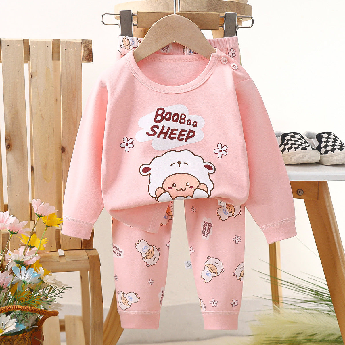 [703120] - Baju Tidur Setelan Piyama Fashion Import Anak Perempuan - Motif Boo Sheep