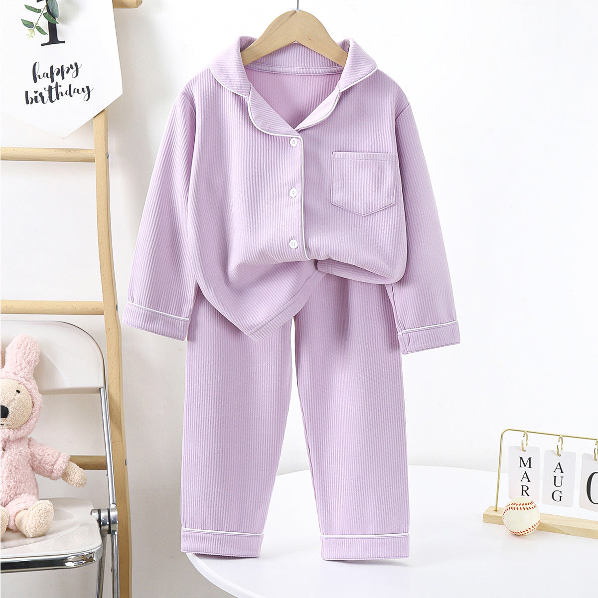 [703121-Girls] - Setelan Baju Tidur Kemeja Polos Import Anak Cewek - Motif Bright Plain