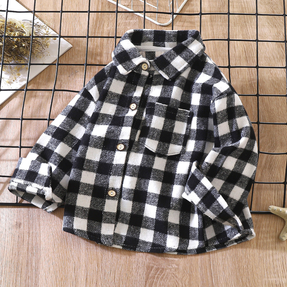 [703123] - Baju Atasan Kemeja Lengan Panjang Fashion Anak Cowok - Motif Smooth Plaid
