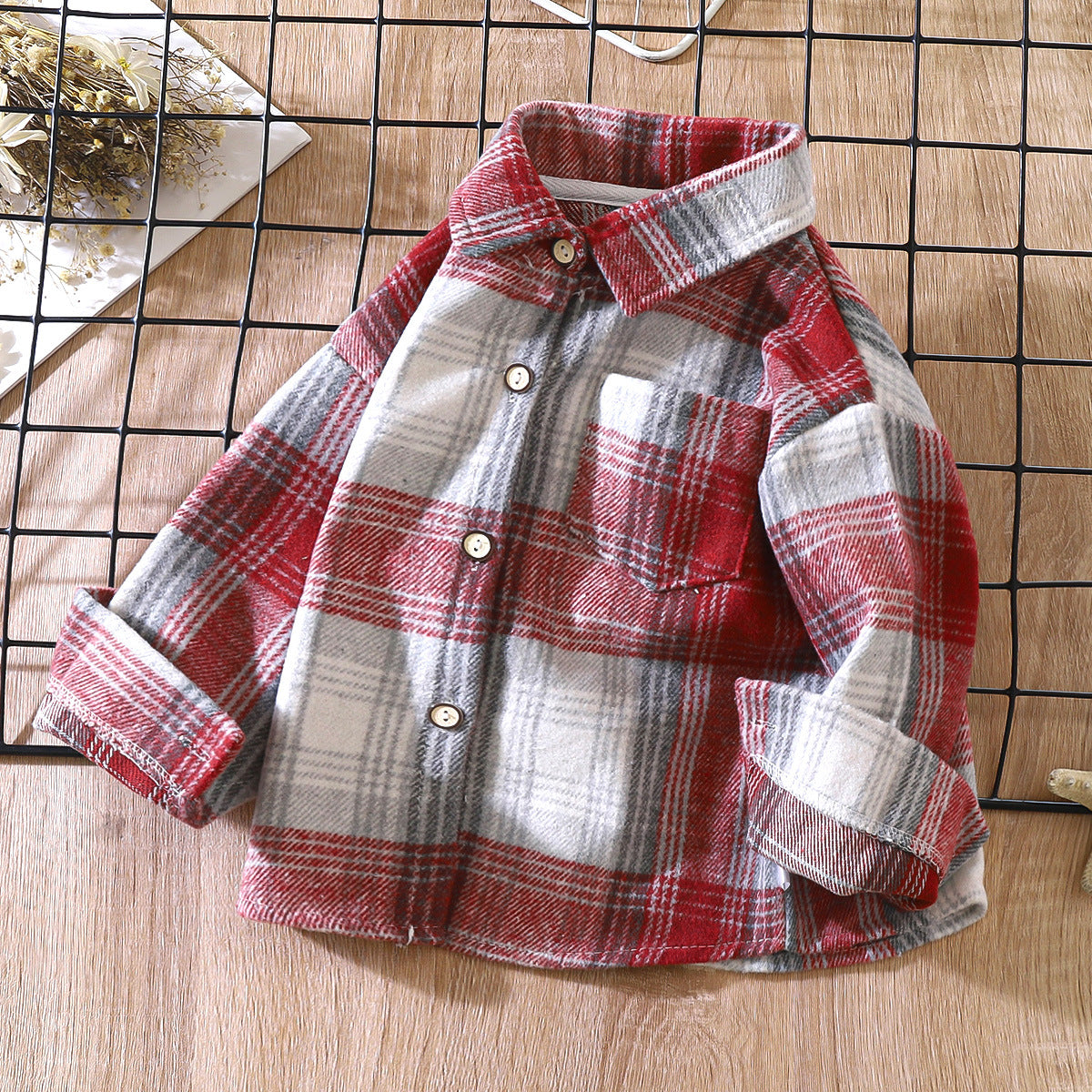 [703123] - Baju Atasan Kemeja Lengan Panjang Fashion Anak Cowok - Motif Smooth Plaid