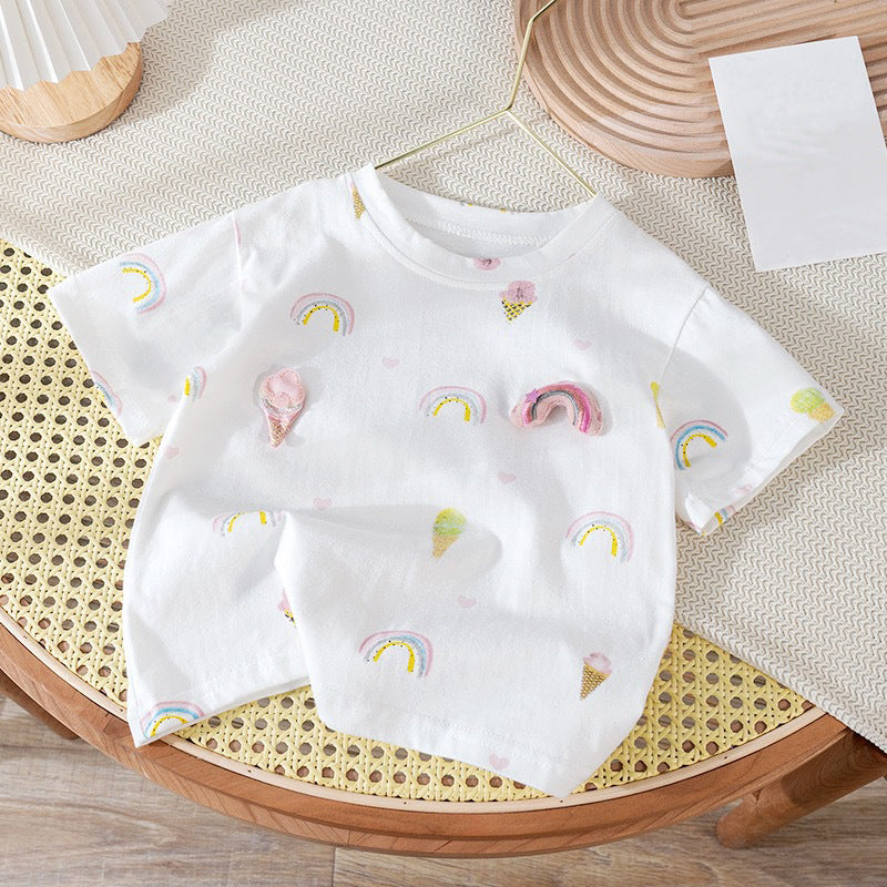 [721104] - Atasan Baju Blouse Lengan Pendek Anak Perempuan - Motif Ice Cream