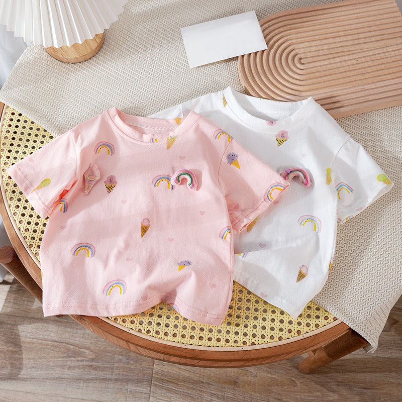 [721104] - Atasan Baju Blouse Lengan Pendek Anak Perempuan - Motif Ice Cream