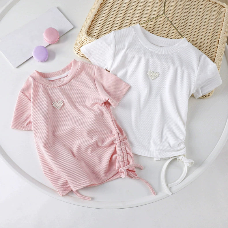[721112] - Baju Atasan Blouse Lengan Pendek Anak Perempuan - Motif Marble Love