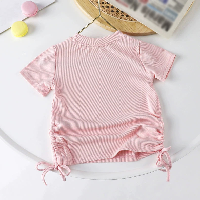 [721112] - Baju Atasan Blouse Lengan Pendek Anak Perempuan - Motif Marble Love
