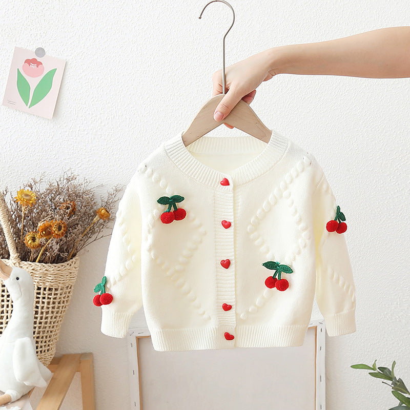 [722102] - Baju Atasan Sweater Lengan Panjang Fashion Anak Perempuan - Motif Love Cherry