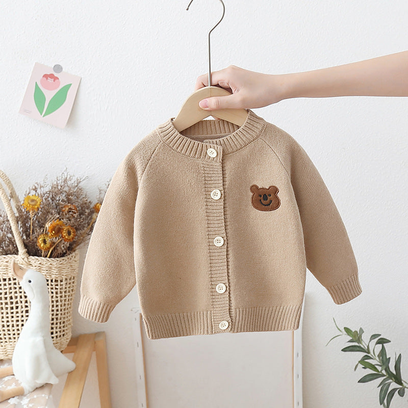 [722105] - Baju Atasan Jaket Rajut Lengan Panjang Fashion Anak Cowok - Motif Little Bear