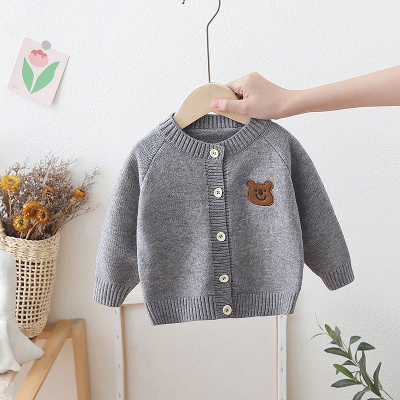 [722105] - Baju Atasan Jaket Rajut Lengan Panjang Fashion Anak Cowok - Motif Little Bear
