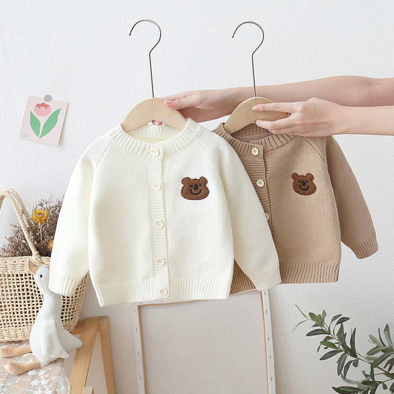 [722105] - Baju Atasan Jaket Rajut Lengan Panjang Fashion Anak Cowok - Motif Little Bear