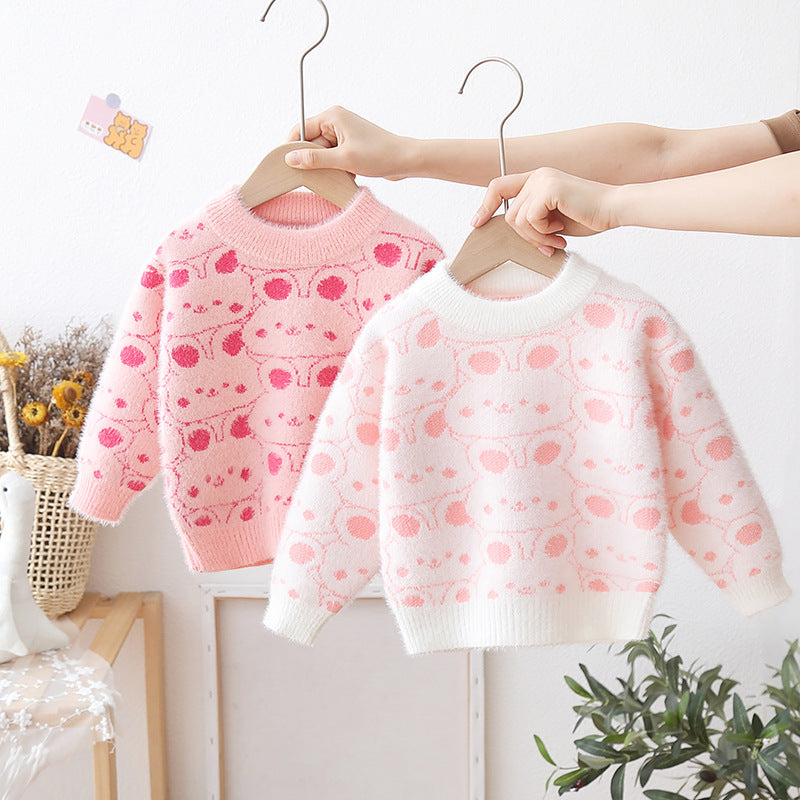 [722109] - Baju Atasan Lengan Panjang Sweater Rajut Fashion Anak Perempuan - Motif Plump Rabbit