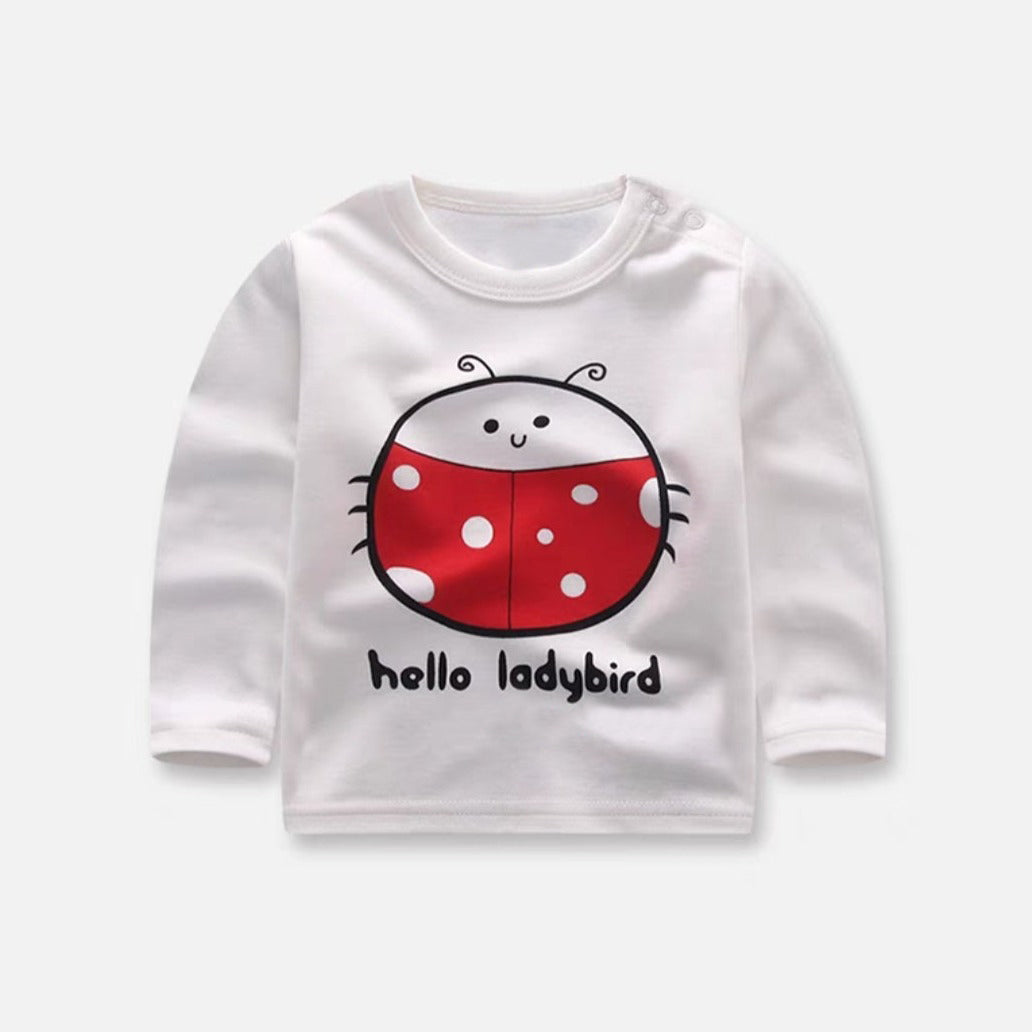 [102505] - Baju Atasan Kaos Lengan Panjang Fashion Import Anak Perempuan - Motif Hello Ladybug