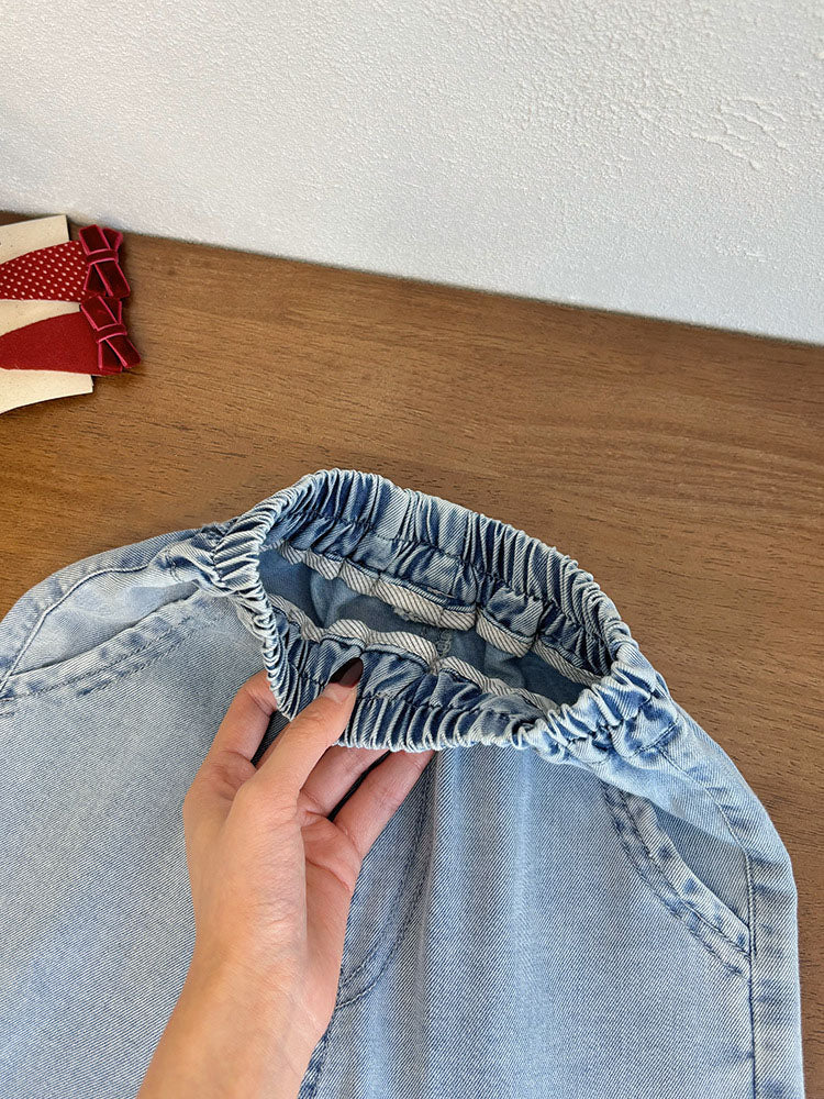 [908102] - Bawahan Celana Panjang Jeans Kulot Fashion Korean Style Anak Perempuan Cewek - Motif Denim Color - BABYHOKI STORE - BABYHOKI STORE