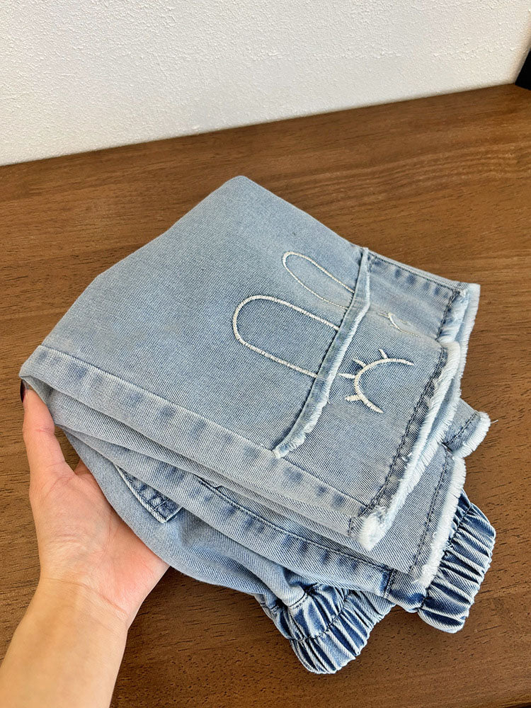 [908102] - Bawahan Celana Panjang Jeans Kulot Fashion Korean Style Anak Perempuan Cewek - Motif Denim Color - BABYHOKI STORE - BABYHOKI STORE