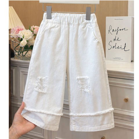 [908104] - Bawahan Celana Panjang Fashion Korean Style Anak Perempuan Cewek - Motif Tasseled Rip - BABYHOKI STORE - BABYHOKI STORE