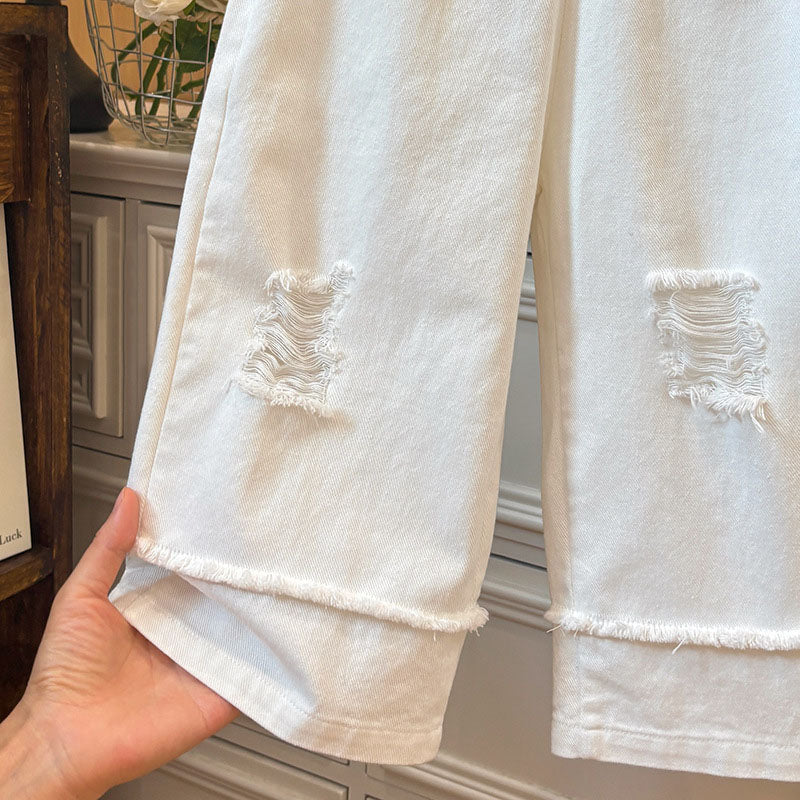 [908104] - Bawahan Celana Panjang Fashion Korean Style Anak Perempuan Cewek - Motif Tasseled Rip - BABYHOKI STORE - BABYHOKI STORE