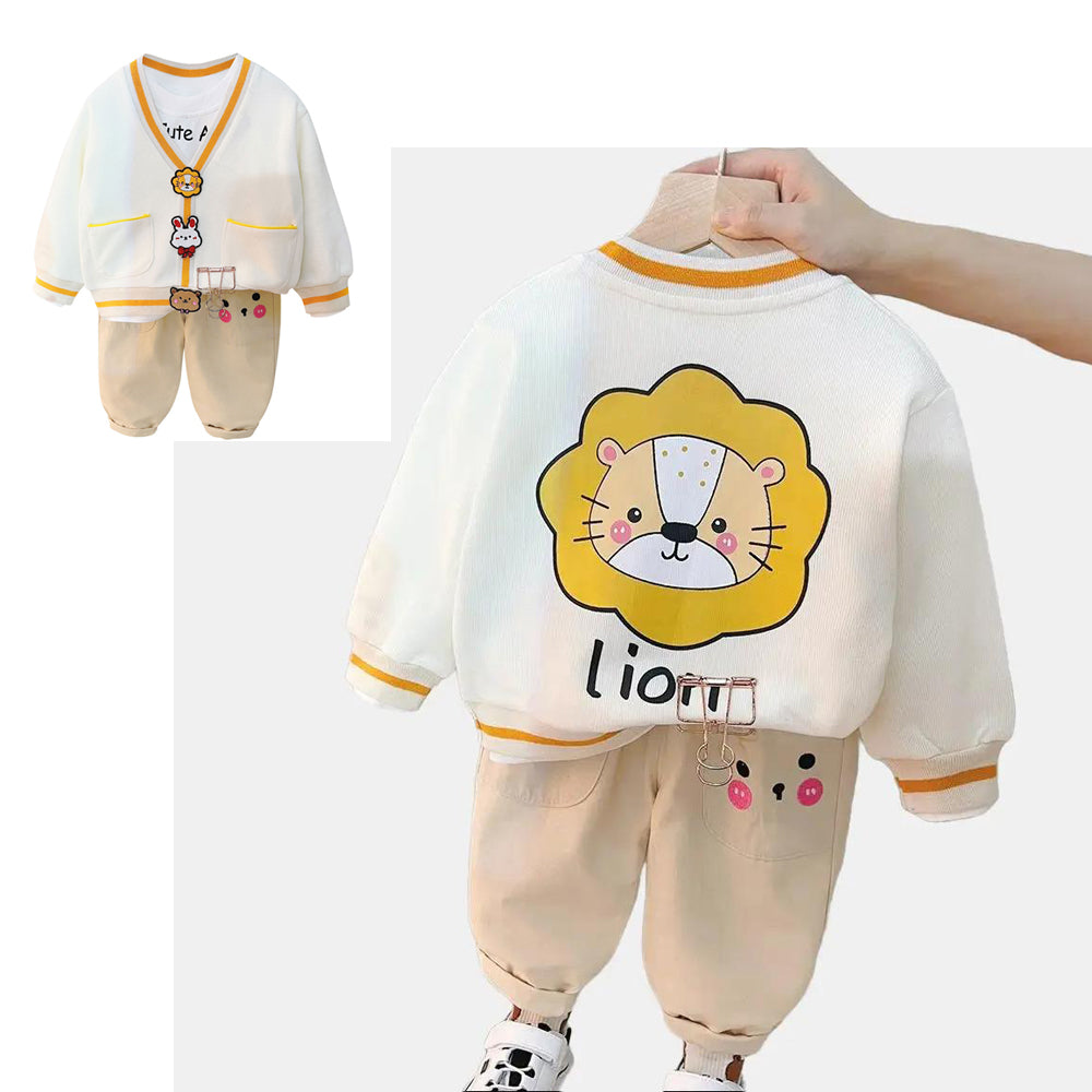 [340291] - Setelan 3 in 1 Sweater Crewneck Celana Chino Import Anak Cowok - Motif Cute Lion