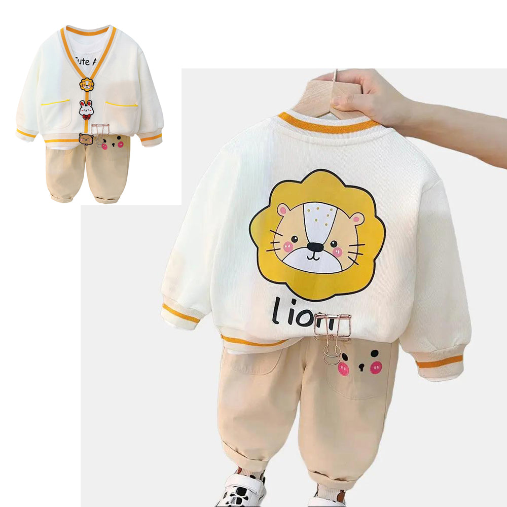 [340291] - Setelan 3 in 1 Sweater Crewneck Celana Chino Anak Cowok - Motif Cute Lion