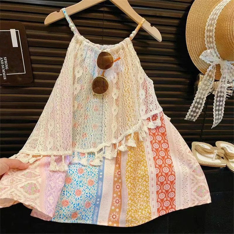 [963105] - Baju Dress Gaun Lengan Kutung Style Summer Fashion Anak Perempuan Cewek - Motif Floral - BABYHOKI STORE