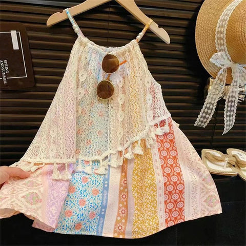 [963105] - Baju Dress Gaun Lengan Kutung Style Summer Fashion Anak Perempuan Cewek - Motif Floral - BABYHOKI STORE