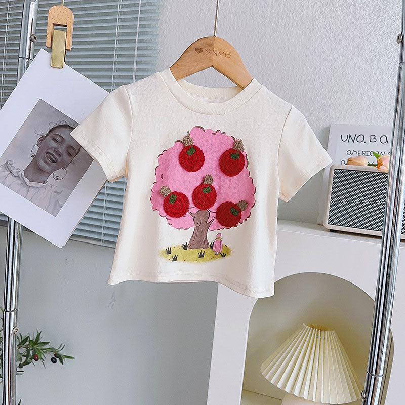 [963108] - One Set 2in1 Baju Setelan Atasan Kaos Lengan Pendek Bawahan Celana Rok Pendek Casual Fashion Anak Perempuan Cewek - Motif Tree - BABYHOKI STORE