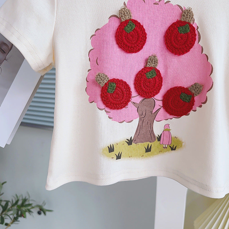 [963108] - One Set 2in1 Baju Setelan Atasan Kaos Lengan Pendek Bawahan Celana Rok Pendek Casual Fashion Anak Perempuan Cewek - Motif Tree - BABYHOKI STORE
