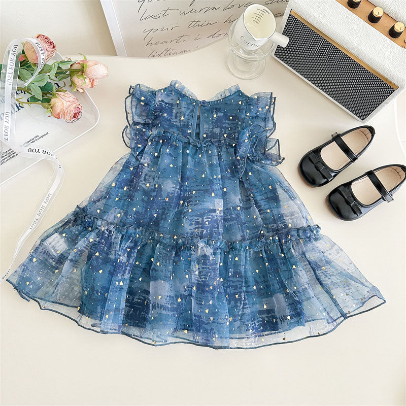 [963115] - Baju Gaun Dress Princess Atasan Lengan Kutung Korean Fashion Style Anak Perempuan Cewek - Motif Ruffled - BABYHOKI STORE