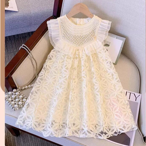 [963117] - Baju Gaun Dress Princess Atasan Lengan Kutung Korean Fashion Style Anak Perempuan Cewek - Motif Pearl Top - BABYHOKI STORE