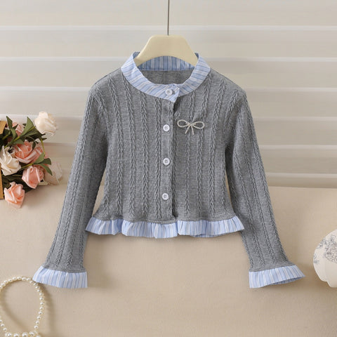 [963125] - Baju Atasan Cardigan Blouse Lengan Panjang Korean Fashion Style Anak Perempuan Cewek - Motif Cute Bow - BABYHOKI STORE