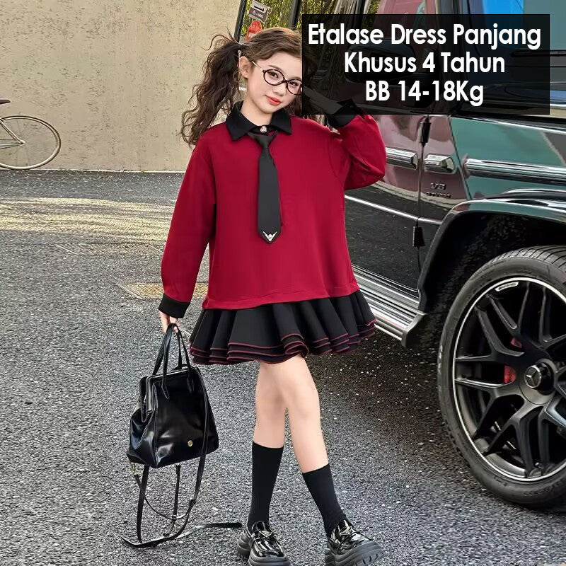 CLEARANCE SALE [Dress Lengan Panjang] 4 Tahun BB 14-18kg Gaun Anak Cewek Perempuan