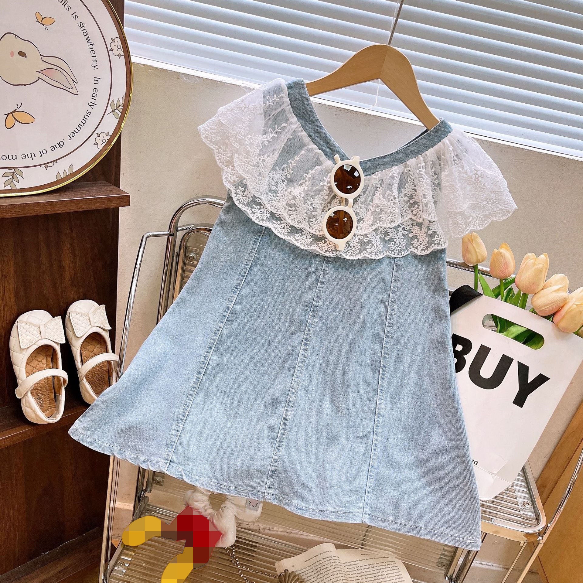 [963128] - Baju Gaun Dress Atasan Lengan Kutung Fresh and chic Fashion Style Anak Perempuan Cewek - Motif Lace Top - BABYHOKI STORE - BABYHOKI STORE