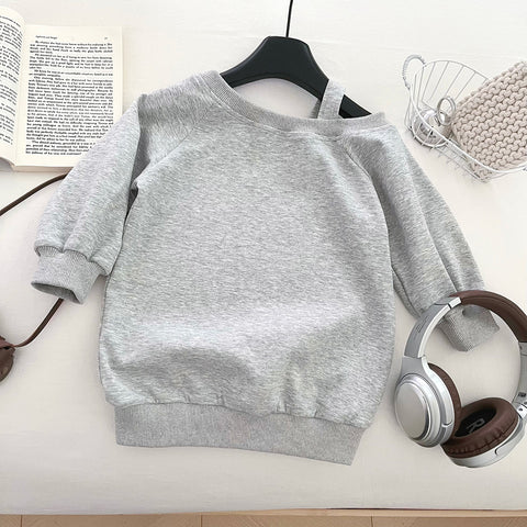 [963147] - Baju Atasan Outer Sweater Lengan Panjang Korean Version Style Anak Perempuan Cewek - Motif Pullover Style Slanted - BABYHOKI STORE - BABYHOKI STORE