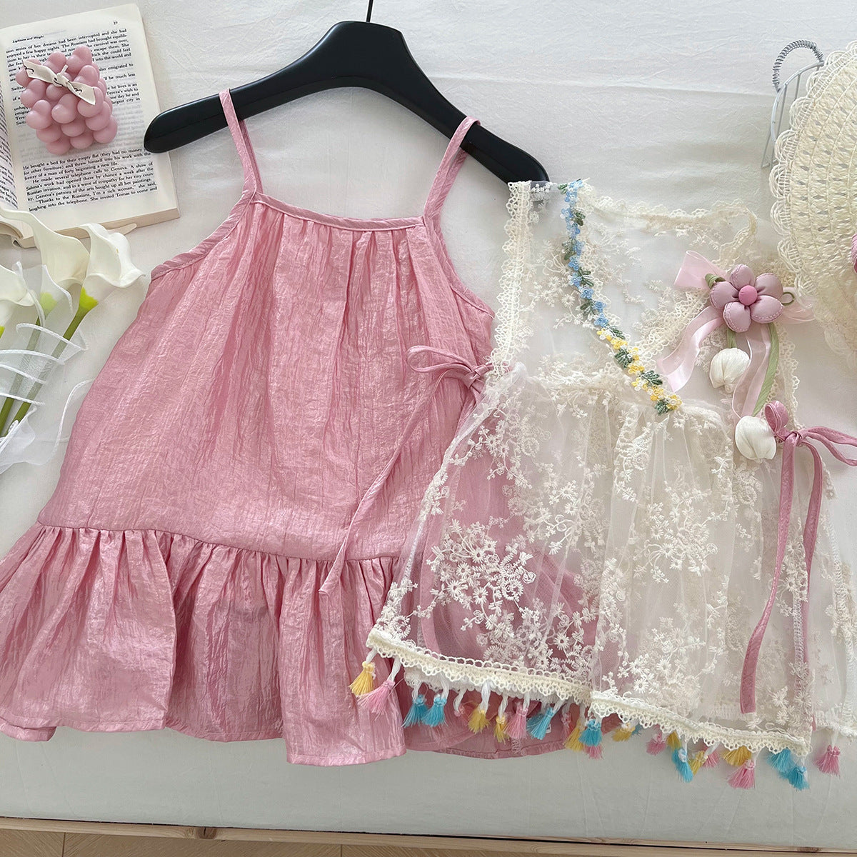 [963199] - One Set 2in1 Baju Setelan Dress Lengan Kutung Summer Version Style Anak Perempuan Cewek - Motif Floral - BABYHOKI STORE - BABYHOKI STORE