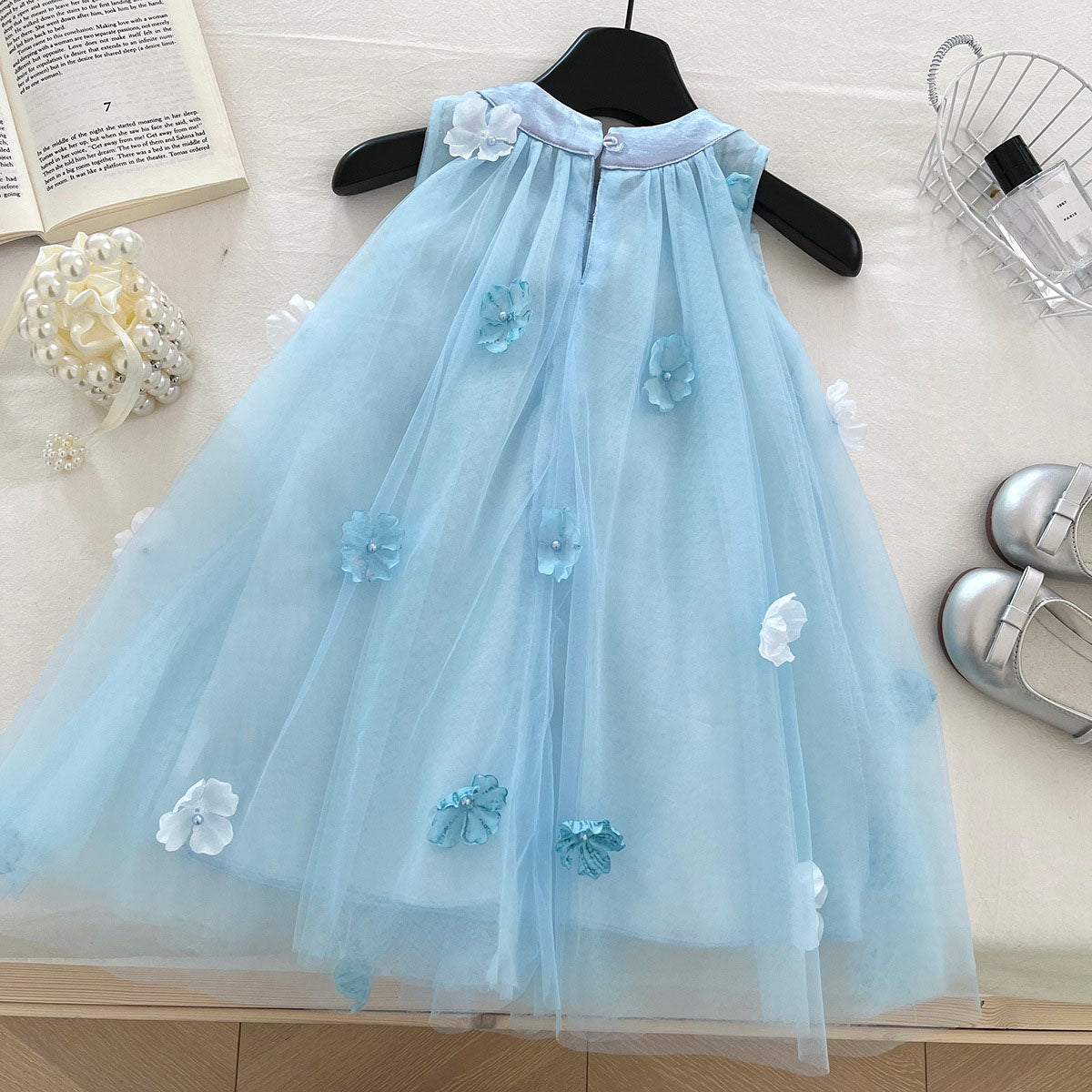 [963228] - Baju Gaun Dress Lengan Kutung Princess Style Anak Perempuan Cewek - Motif Bow Gauze- BABYHOKI STORE