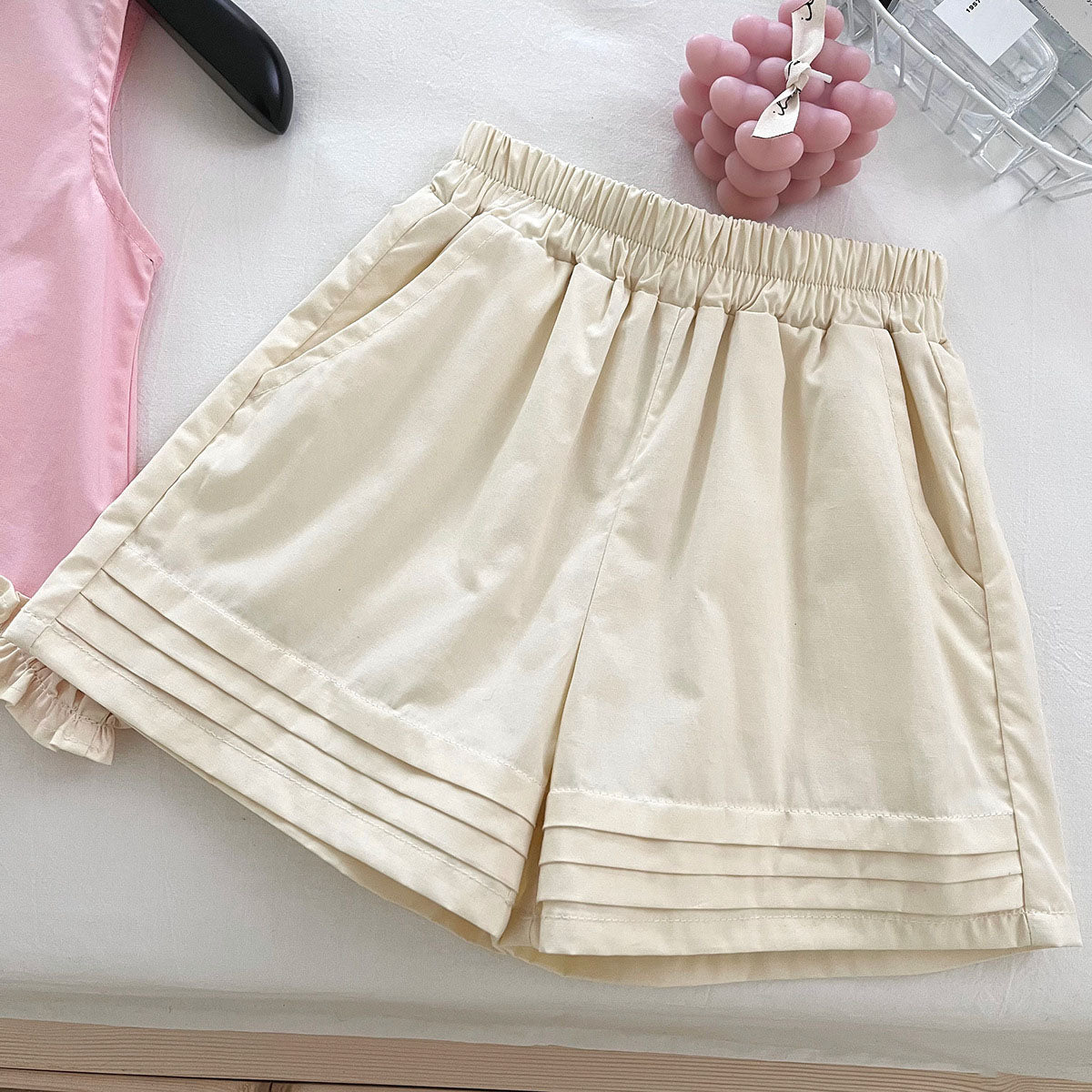 [963230] - One Set 2in1 Baju Setelan Atasan Blouse Lengan Kutung Bawahan Celana Pendek Korean Style Anak Perempuan Cewek - Motif Flower Lace - BABYHOKI STORE