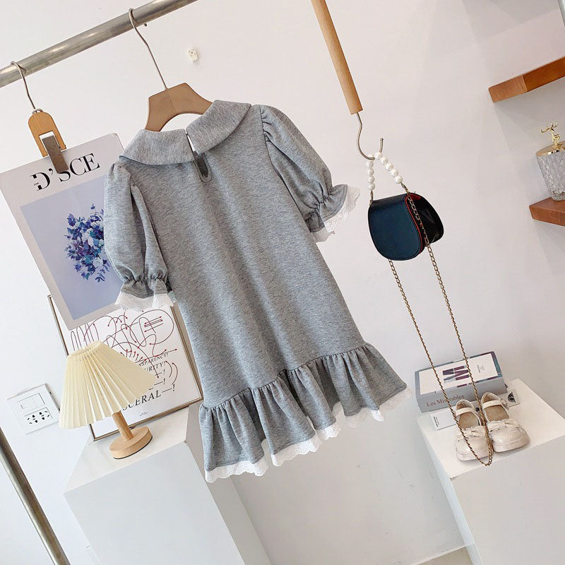 [963285] - Baju Gaun Dress Kerah Lengan Kutung Anak Comfort Style Perempuan Cewek - Motif Black Top Bow - BABYHOKI STORE