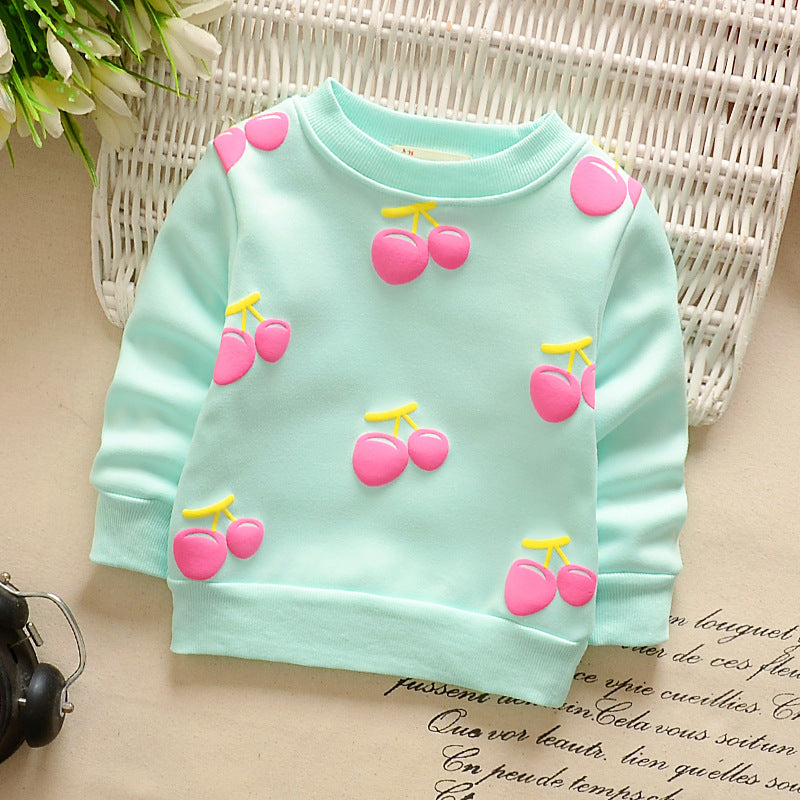[102186] - Baju Atasan Sweater Lengan Panjang Anak Perempuan Velvet Cherry 1 - 4 Thn [B1085]