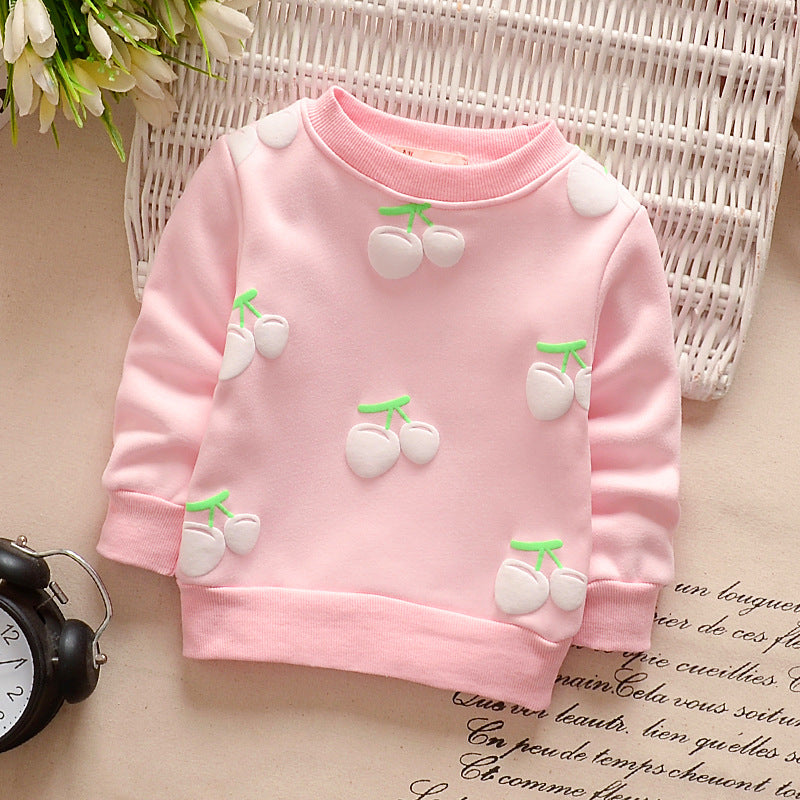 [102186] - Baju Atasan Sweater Lengan Panjang Anak Perempuan Velvet Cherry 1 - 4 Thn [B1085]