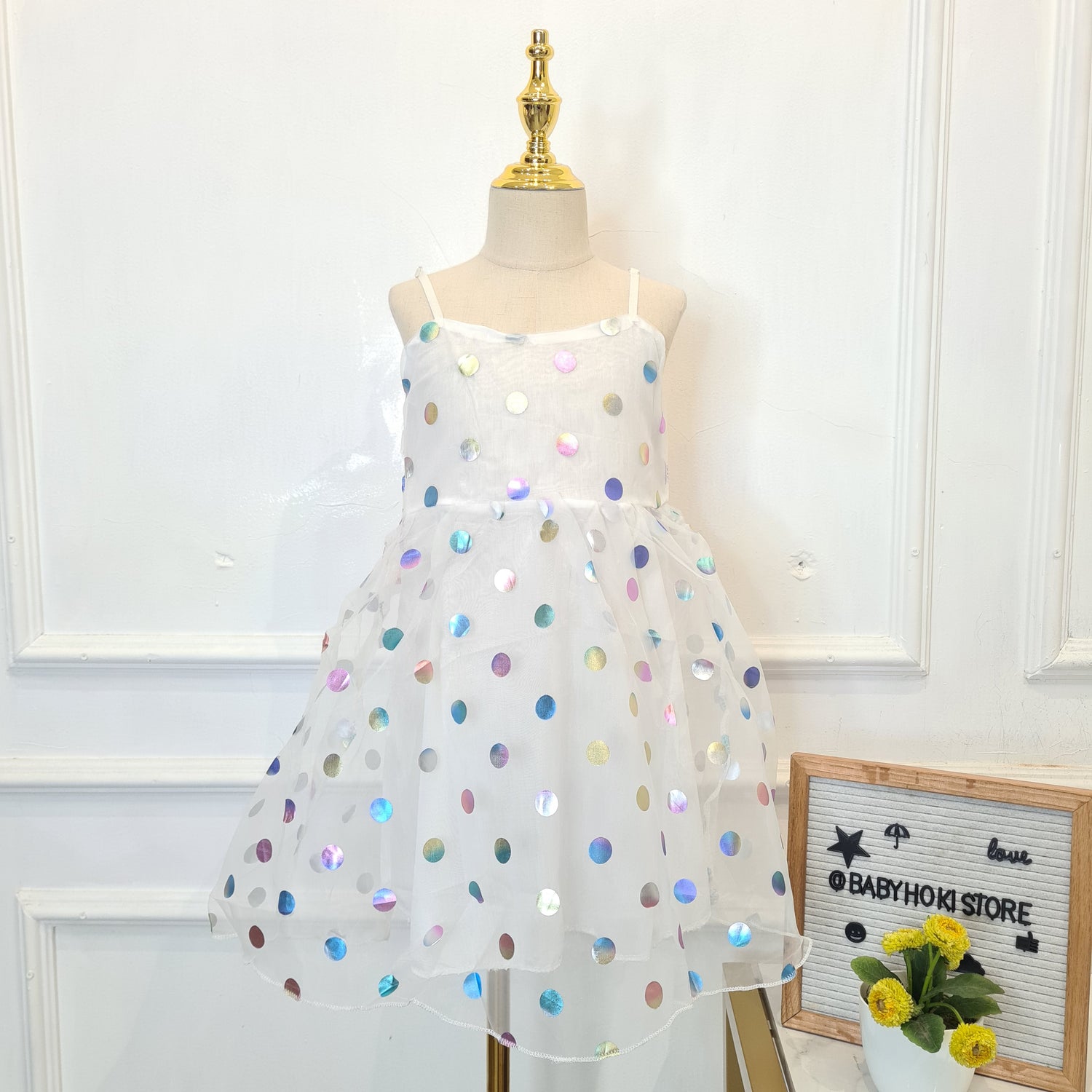 [507765] - Baju Dress Lengan Kutung Fashion Anak Perempuan - Motif Polkadot Gradation