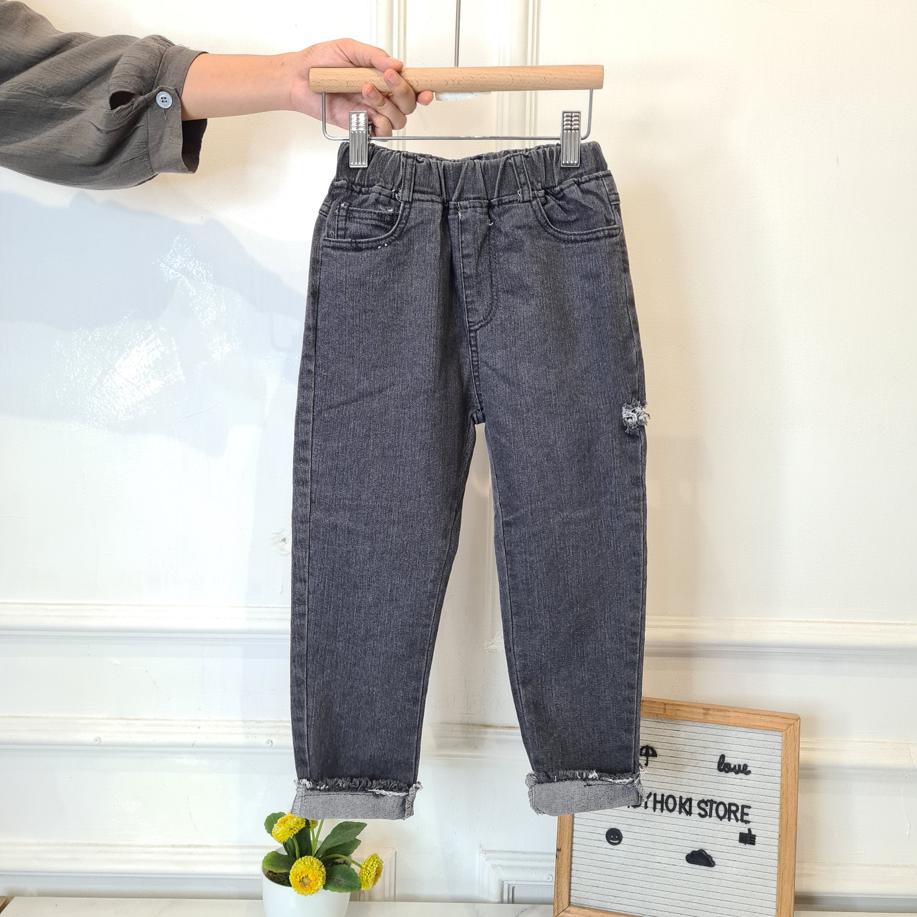 [507779] - Bawahan Celana Panjang Jeans Fashion Anak Perempuan - Motif Rawis Texture
