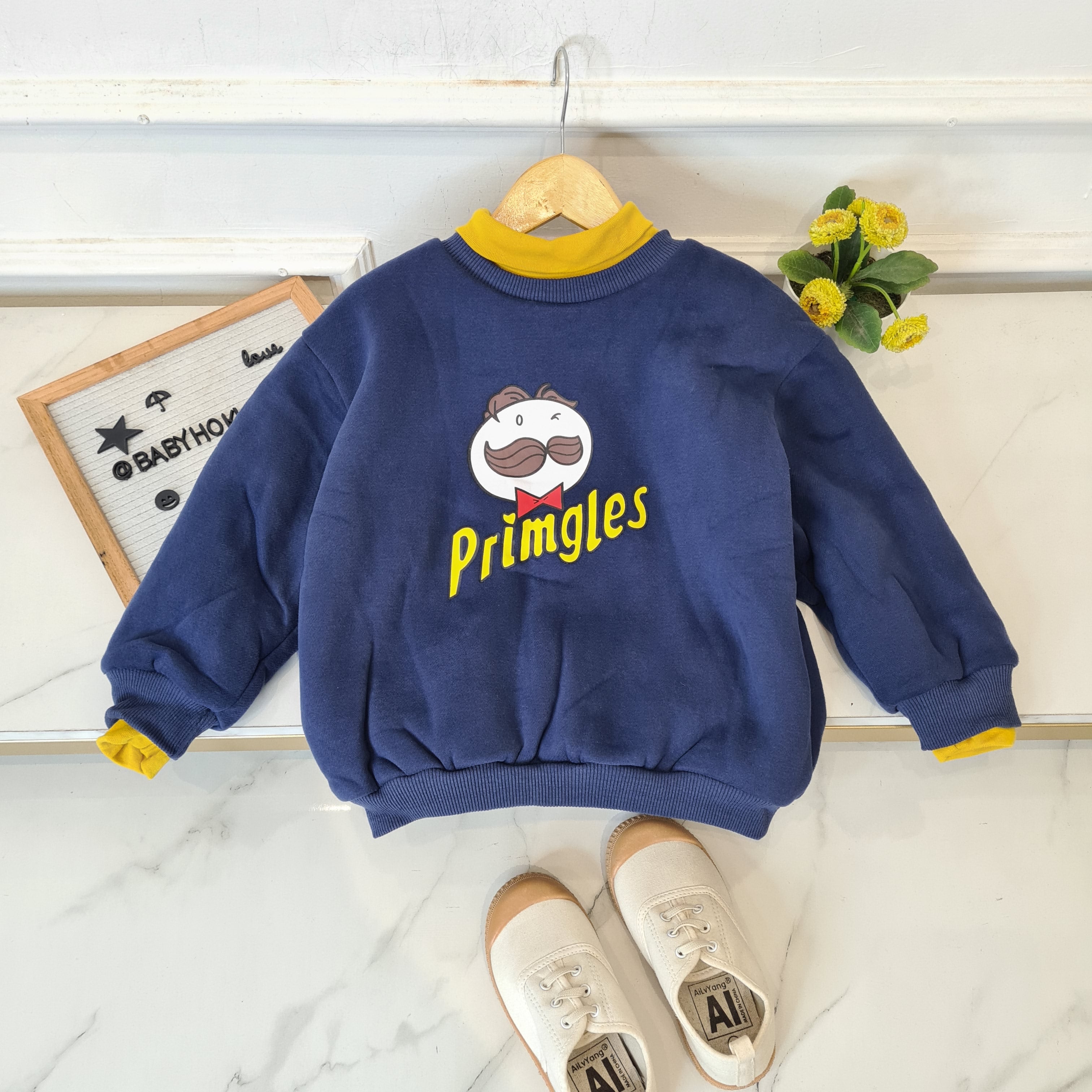 [507777] - Baju Atasan Sweater Lengan Panjang Fashion Anak Cowok Cewek - Motif Food Logo