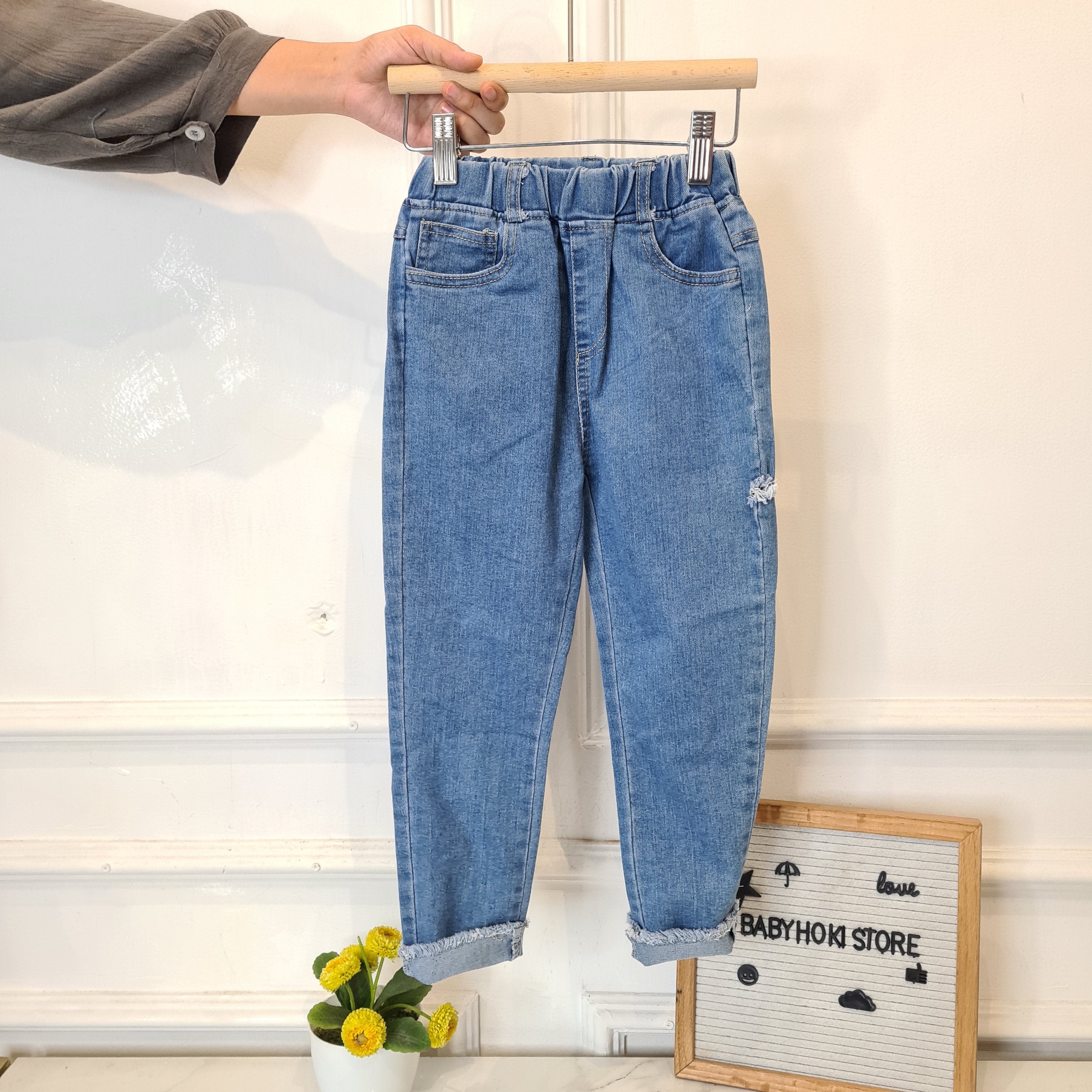 [507787] - Bawahan Celana Panjang Jeans Rawis Fashion Anak Perempuan - Motif Plain Cap