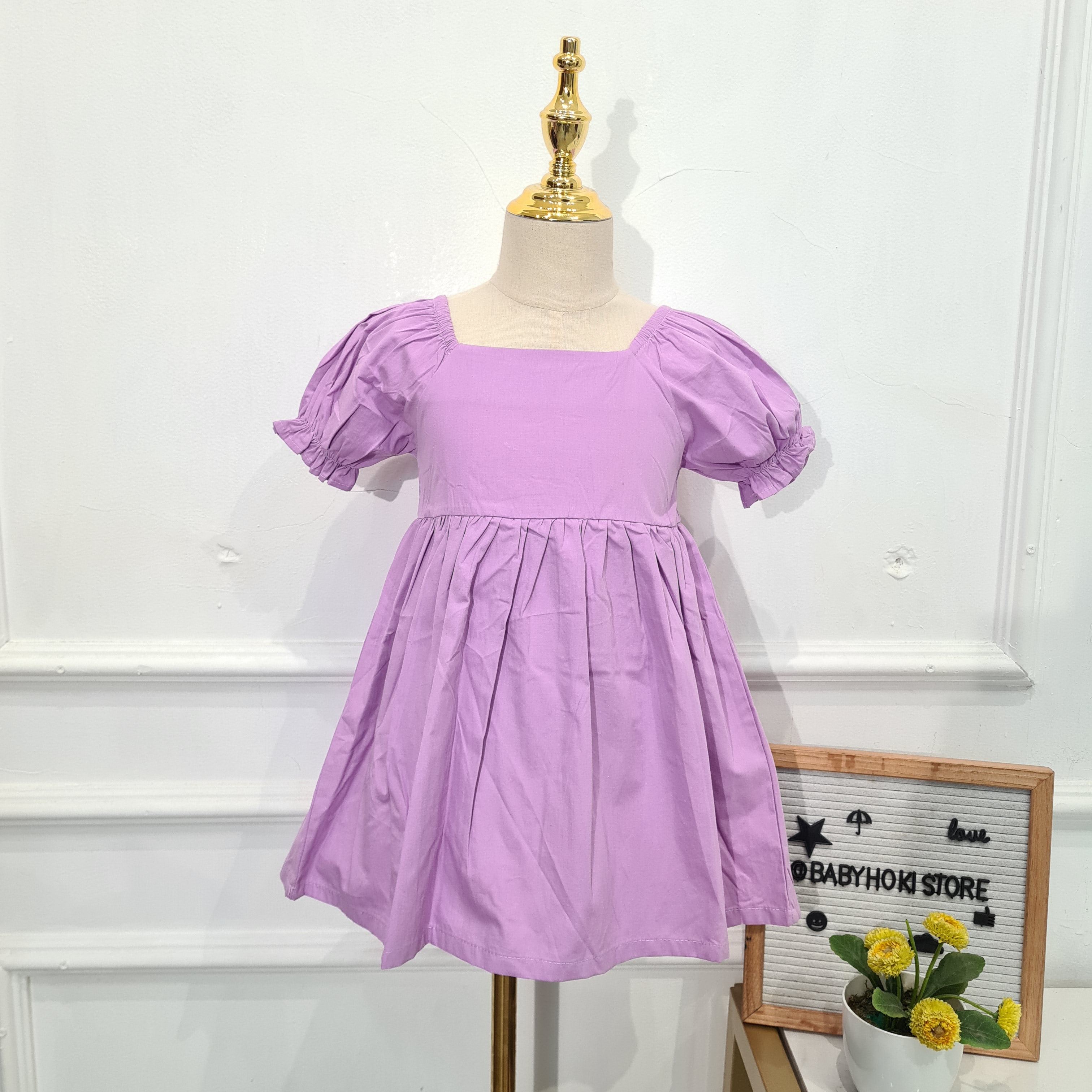 [507789] - Baju Dress Lengan Pendek Fashion Anak Perempuan - Motif Plain Dishes