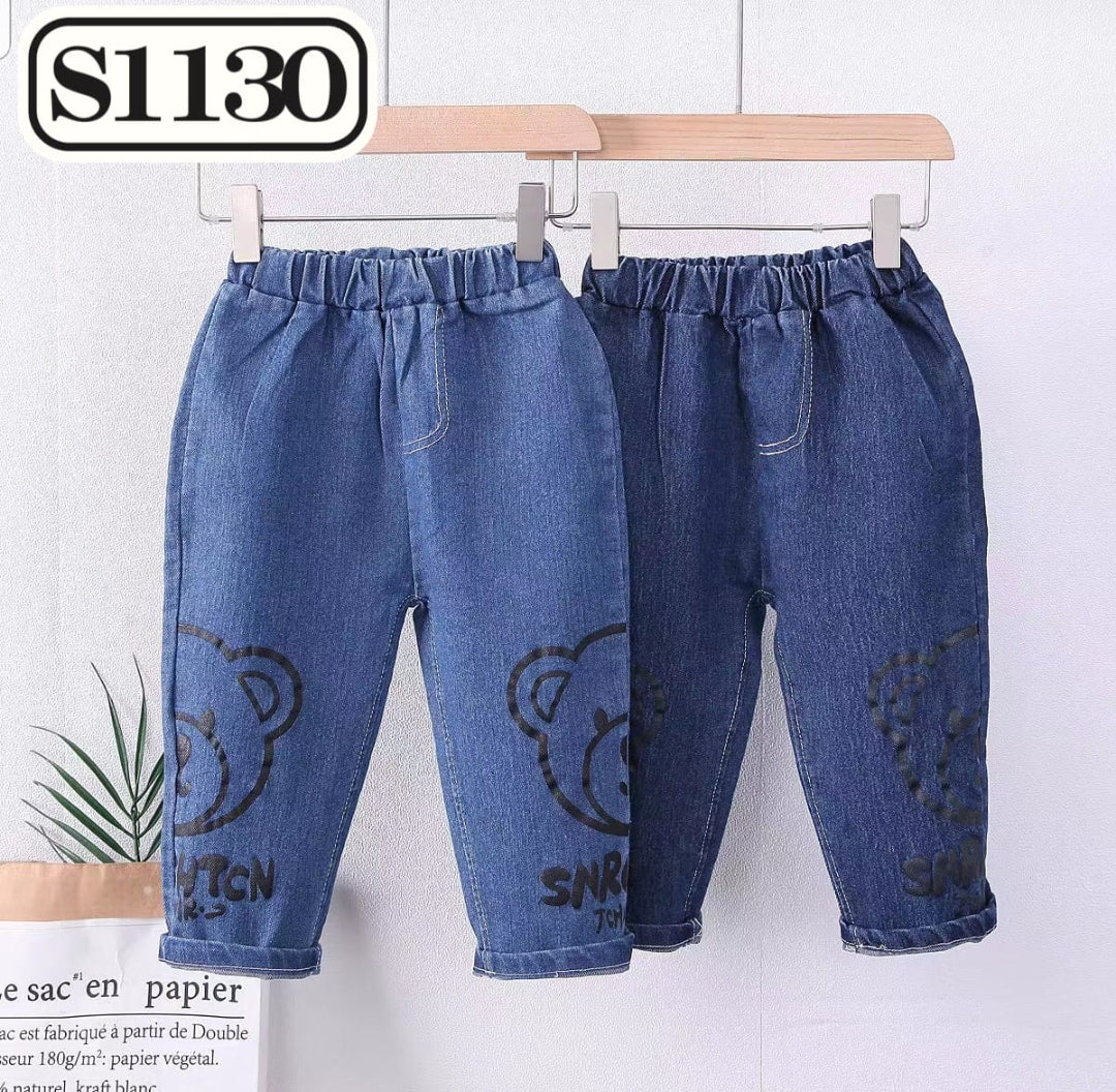 [119369-V1] - Bawahan Celana Panjang Jeans Fashion Anak Laki-Laki - Motif Bear Head