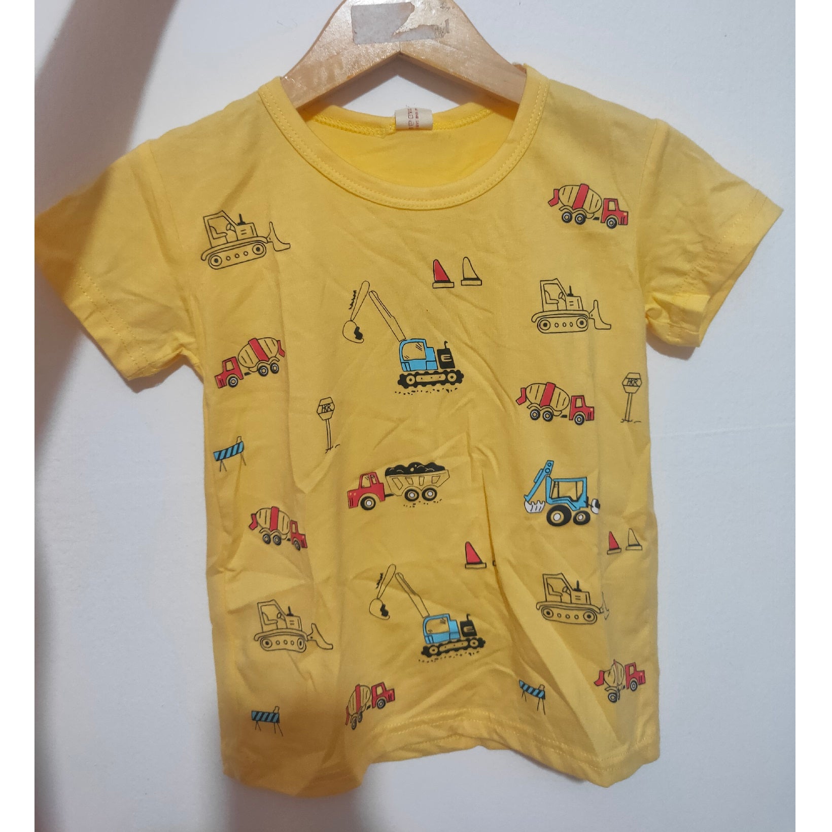 [001410] - Atasan Kaos Homewear Lengan Pendek Anak Laki-Laki - Motif Construction Vehicle