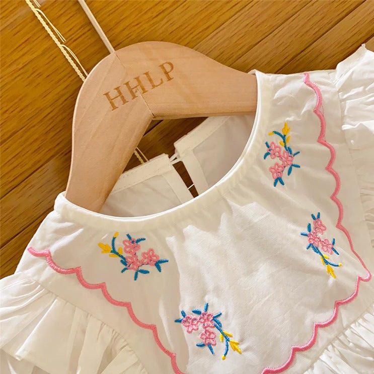 [363664] - Setelan Oneset Cewek Baju Blouse Celana Jeans Cutbray Anak Perempuan Fashion - Motif Lace Flower