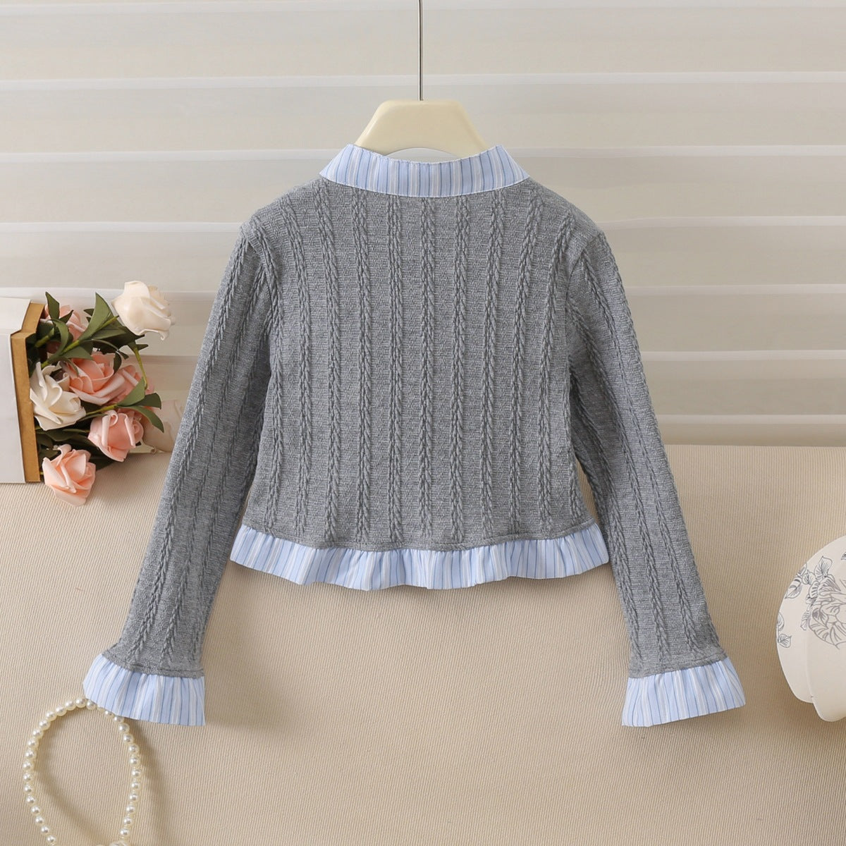 [963125] - Baju Atasan Cardigan Blouse Lengan Panjang Korean Fashion Style Anak Perempuan Cewek - Motif Cute Bow - BABYHOKI STORE