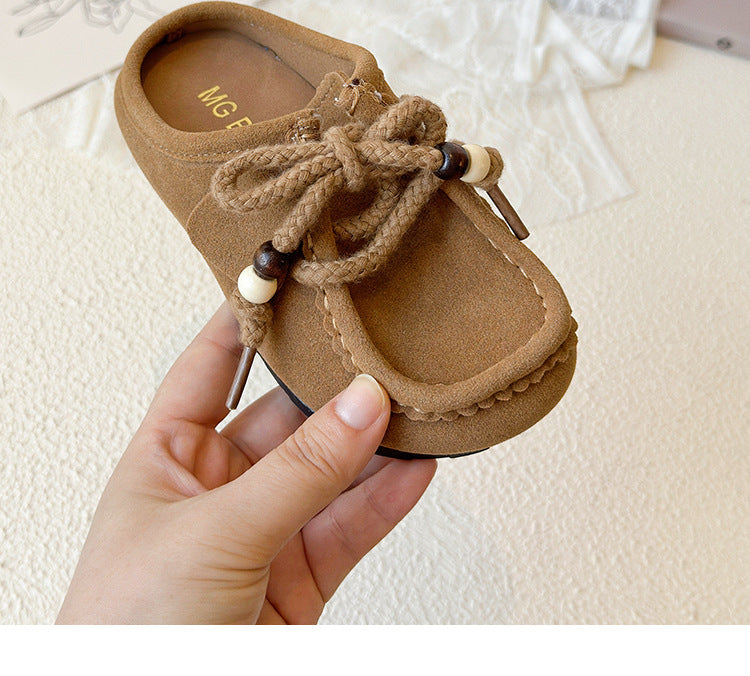 [381300 Size 26-35] - Sepatu Sandal Slip On Casual Fashionable Anak Perempuan Cewek - Motif Beaded Lace - BABYHOKI STORE - BABYHOKI STORE