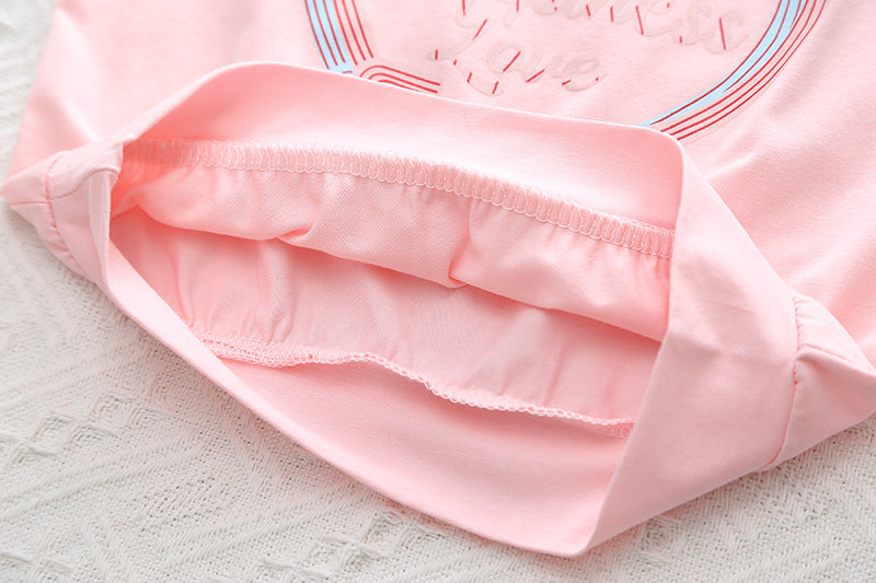 [345450] - Setelan Baju Kutung Celana Pendek Anak Perempuan Fashion - Motif Happiness Love