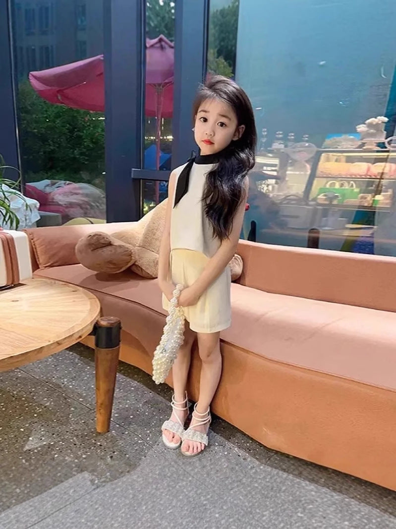 [5071091] - One Set 2in1 Baju Setelan Atasan Putih Lengan Kutung Bawahan Celana Pendek Fashion Korean Style Anak Perempuan Cewek - Motif Colour Basic White - BABYHOKI STORE